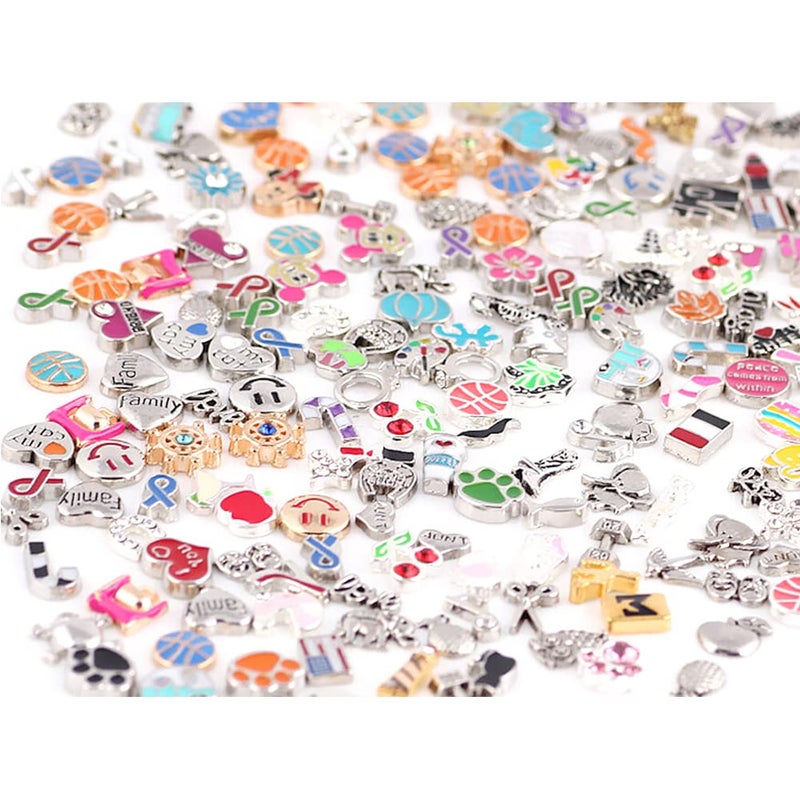 Miraclekoo 100 Pcs Floating Charms Assorted Mix DIY for Floating Lockets Glass Living Memory Lockets Random Style - Image 1